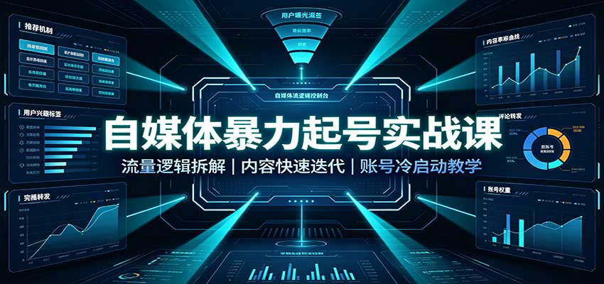 自媒体暴力起号实战课：流量逻辑拆解，内容快速迭代，账号冷启动教学|无忧资源社