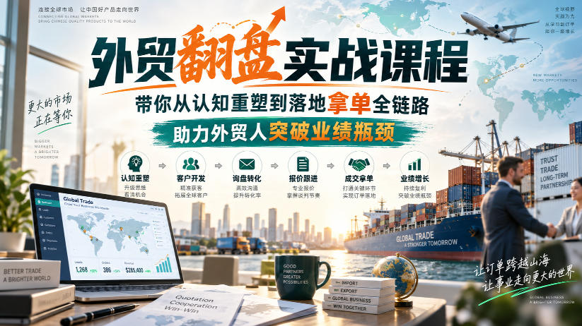 外贸翻盘实战课程，带你从认知重塑到落地拿单全链路，助力外贸人突破业绩瓶颈|无忧资源社