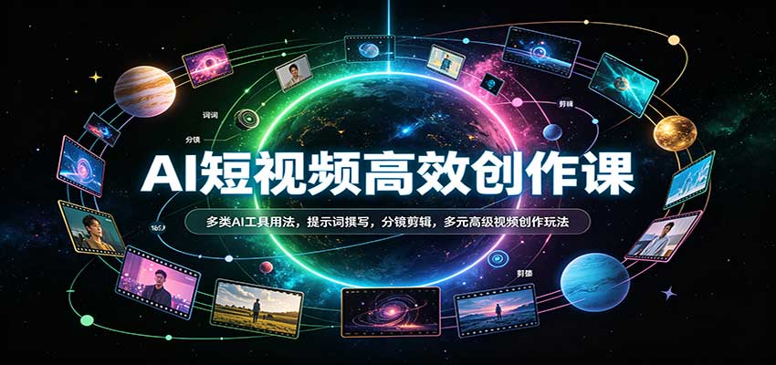 AI短视频高效创作课：多类AI工具用法，提示词撰写，分镜剪辑，多元高级视频创作玩法|无忧资源社