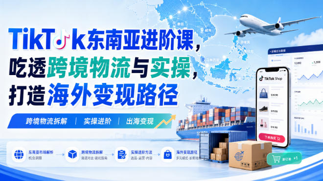 TikTok东南亚进阶课，吃透跨境物流与实操，打造海外变现路径|无忧资源社