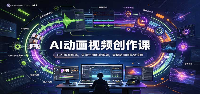 AI动画视频创作课：GPT撰写脚本，分镜生图配音剪辑，完整动画制作全流程|无忧资源社