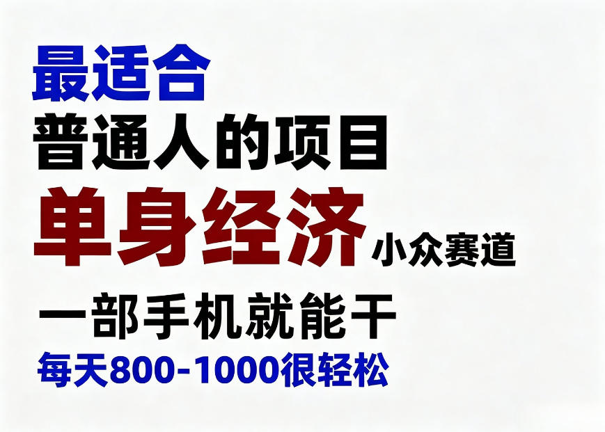 身经济小众赛道，一部手机就能干，每天搞个800-1000很轻松，最适合普通人的项目【揭秘】|无忧资源社