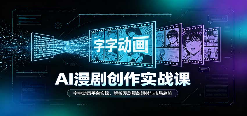 AI漫剧创作实战课：字字动画平台实操，解析漫剧爆款题材与市场趋势|无忧资源社