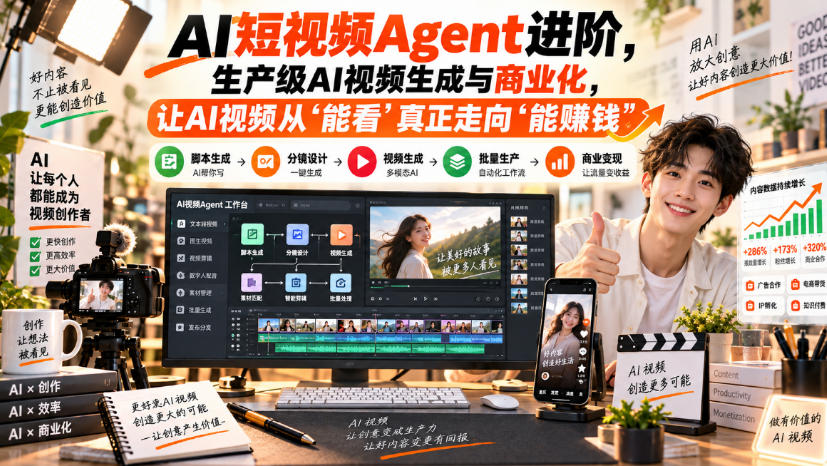 AI短视频Agent进阶,生产级AI视频生成与商业化,让AI视频从”能看”真正走向”能賺钱”|无忧资源社