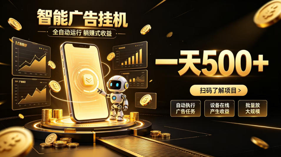 智能广告挂G项目，无需人工值守，全自动躺賺增收，单日收益可达500+【揭秘】|无忧资源社