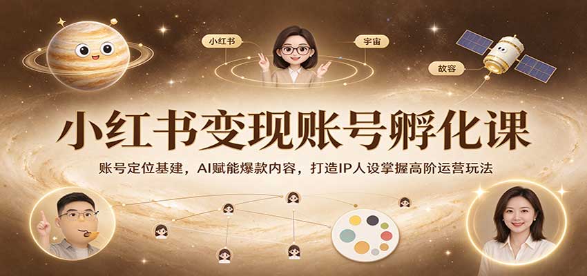 小红书变现账号孵化课：账号定位基建，AI赋能爆款内容，打造IP人设掌握高阶运营玩法|无忧资源社