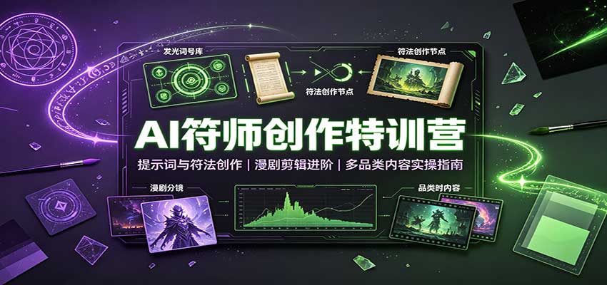 AI符师创作特训营：提示词与符法创作，漫剧剪辑进阶，多品类内容实操指南|无忧资源社