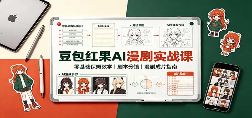 豆包红果AI漫剧实战课：零基础保姆教学，剧本分镜，漫剧成片指南|无忧资源社