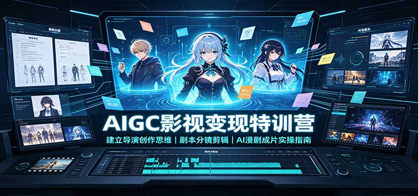 AIGC影视变现特训营：建立导演创作思维，剧本分镜剪辑，AI漫剧成片实操指南|无忧资源社