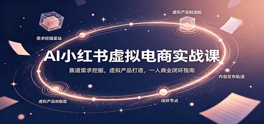 AI小红书虚拟电商实战课：赛道需求挖掘，虚拟产品打造，一人商业闭环指南|无忧资源社