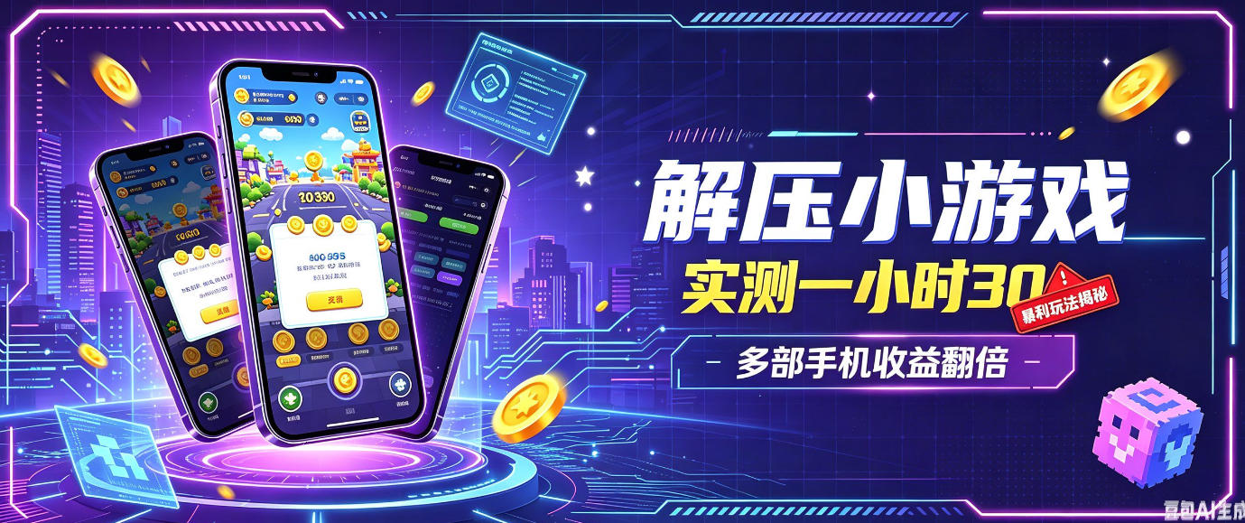 小游戏全流程玩法，实测一小时搞30，简单无脑解压，当天做当天就能看到进账，直接冲就行【揭秘】|无忧资源社