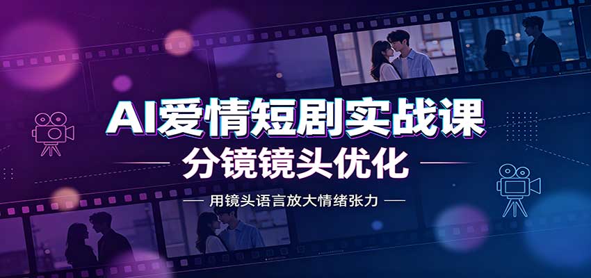 AI爱情短剧实战课：故事剧本创作，分镜镜头优化，智能体提示词|无忧资源社