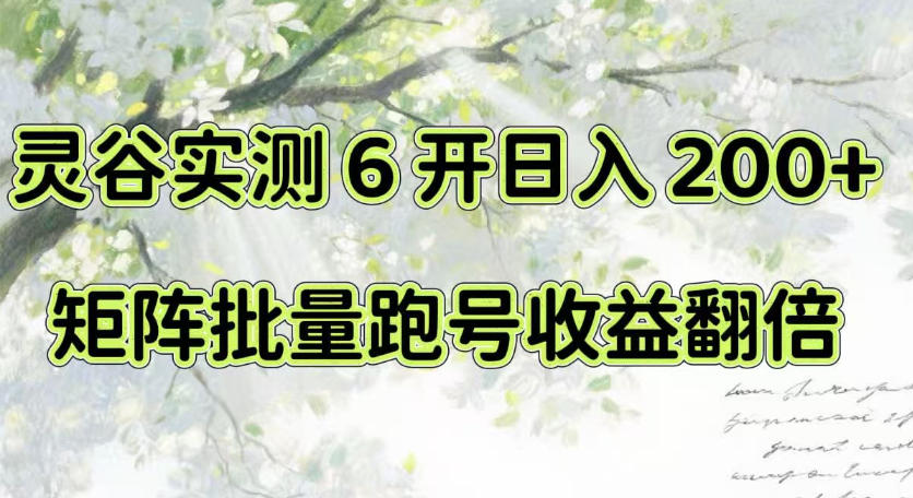 一台电脑就能做！灵谷实测6开日入200+，矩阵批量跑号收益翻倍【揭秘】|无忧资源社