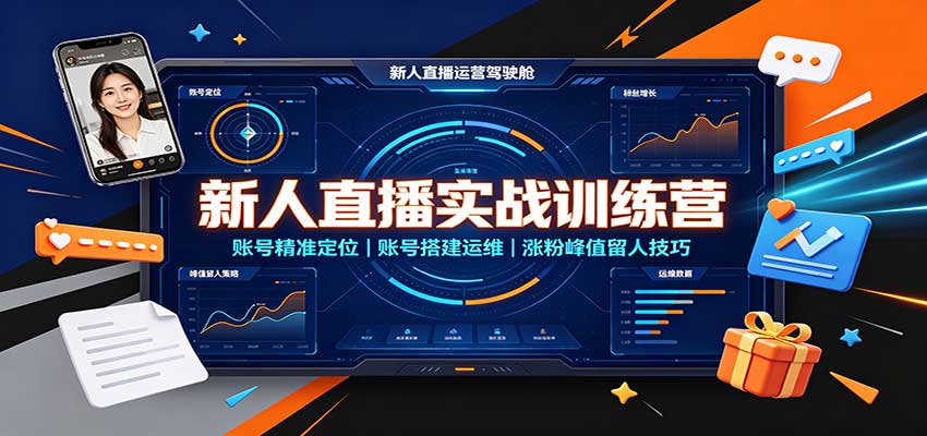 新人直播实战训练营：账号精准定位，账号搭建运维，涨粉峰值留人技巧|无忧资源社
