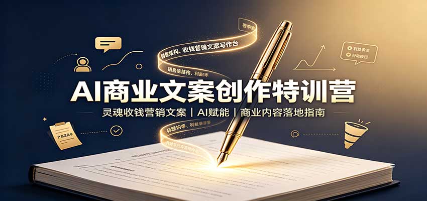 AI商业文案创作特训营：灵魂收钱营销文案，AI赋能，商业内容落地指南|无忧资源社