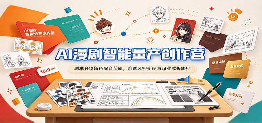 AI漫剧智能量产创作营：剧本分镜角色配音剪辑，吃透风控变现与职业成长路径|无忧资源社