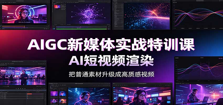 AIGC新媒体实战特训课：工具入门实操，AI短视频渲染，数字人商业视频制作|无忧资源社