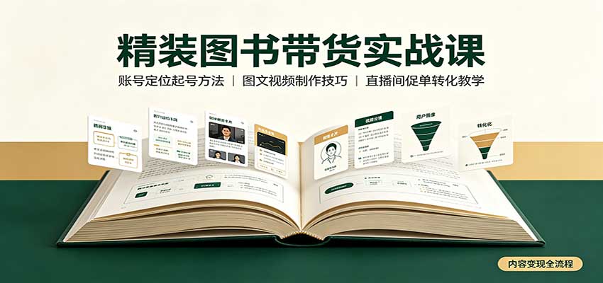 精装图书带货实战课：账号定位起号方法，图文视频制作，促单转化教学|无忧资源社