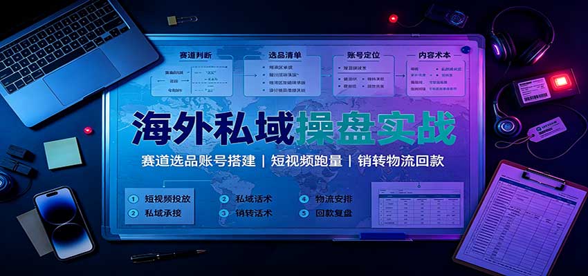 海外私域操盘实战：赛道选品账号搭建，短视频跑量，销转物流回款|无忧资源社