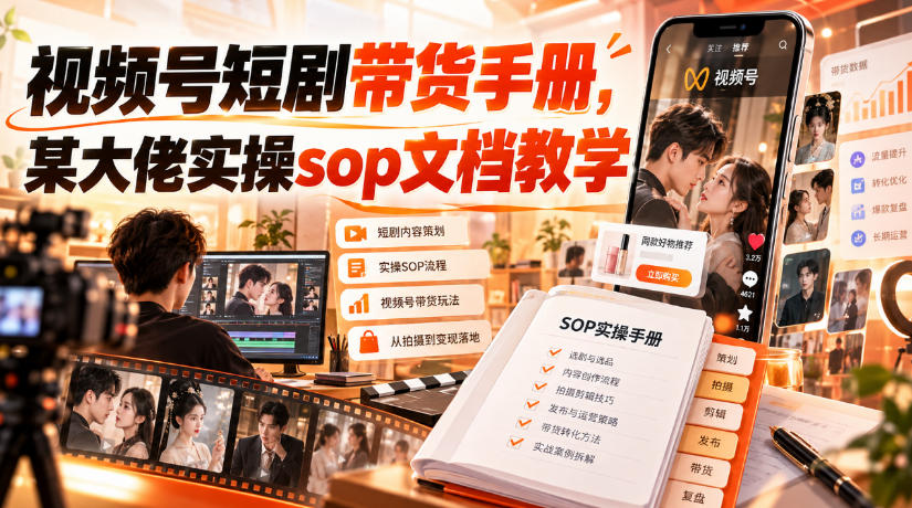 视频号短剧带货手册,某大佬实操sop文档教学|无忧资源社