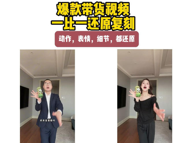 AI带货视频复刻，一比一还原加二创，动作，表情，细节，都还原，新手也能直接套用|无忧资源社