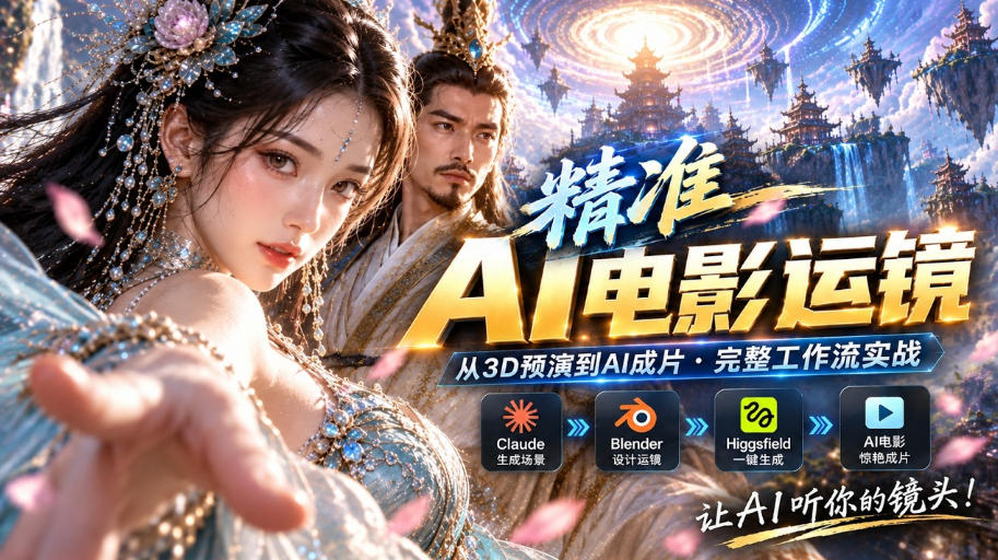AI视频终于能精准运镜了！Claude+Blender+Higgsfield免费插件实测|无忧资源社
