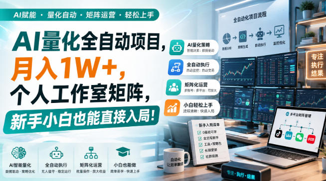 AI量化全自动项目，月入1W+，个人工作室矩阵，新手小白也能直接入局！【揭秘】|无忧资源社
