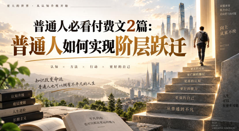 普通人必看付费文2篇:普通人如何实现阶层跃迁|无忧资源社