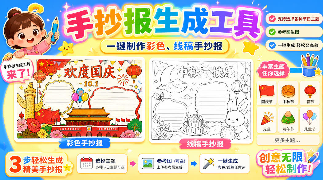 手抄报批量生成工具来了，完全免费，告别豆包生图，高清无水印|无忧资源社