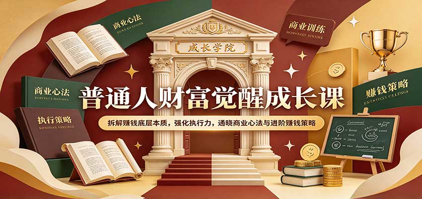 普通人财富觉醒成长课:拆解赚钱底层本质,强化执行力,通晓商业心法与进阶赚钱策略|无忧资源社