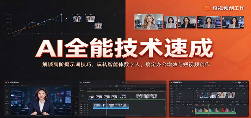 AI全能技术速成：解锁高阶提示词技巧，玩转智能体数字人，搞定办公增效与短视频创作|无忧资源社
