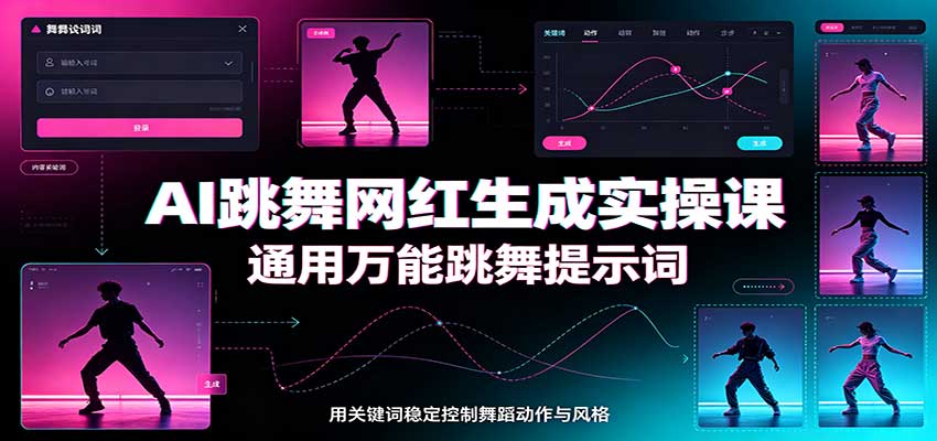 AI跳舞网红生成实操课：通用万能跳舞提示词，多模型适配，人物舞蹈视频制作全套教学|无忧资源社