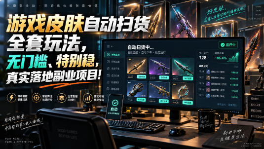 游戏皮肤自动扫货全套玩法,无门槛、特别稳,真实落地副业项目!【揭秘】|无忧资源社