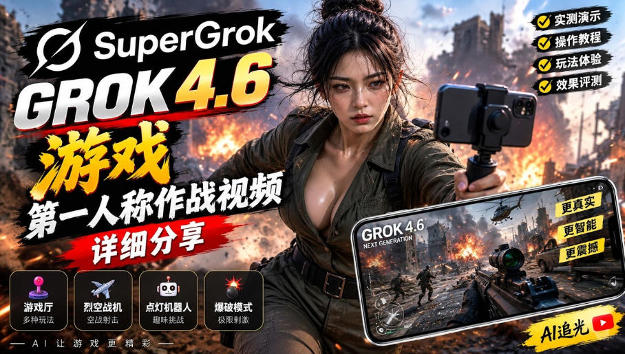 Grok 4.6也能做游戏？第一人称作战视频实测｜玩法详细讲解|无忧资源社