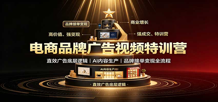 电商品牌广告视频特训：直效广告底层逻辑，AI内容生产，品牌接单变现全流程|无忧资源社