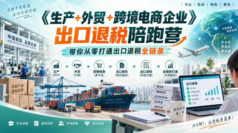 《生产+外贸+跨境电商企业》出口退税陪跑营，带你从零打通出口退税全链条|无忧资源社