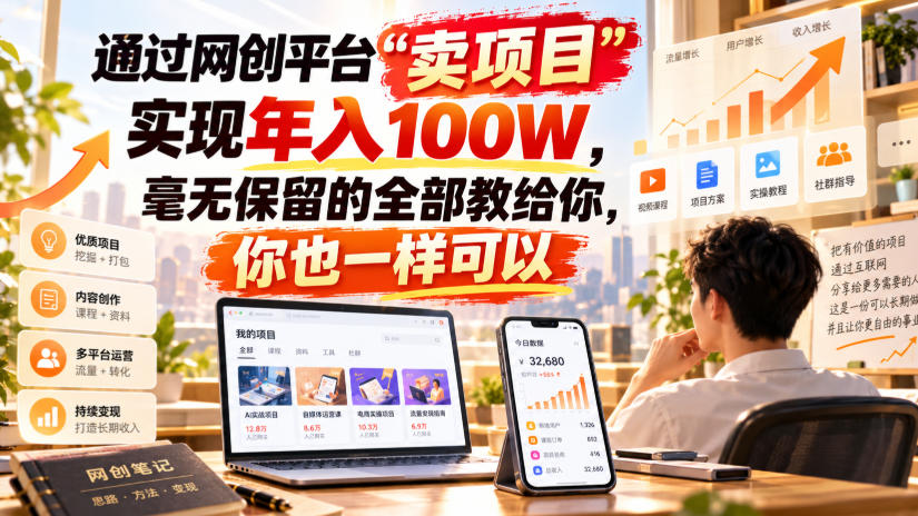 通过网创平台“卖项目”实现年入100W，毫无保留的全部教给你，你也一样可以！【揭秘】|无忧资源社