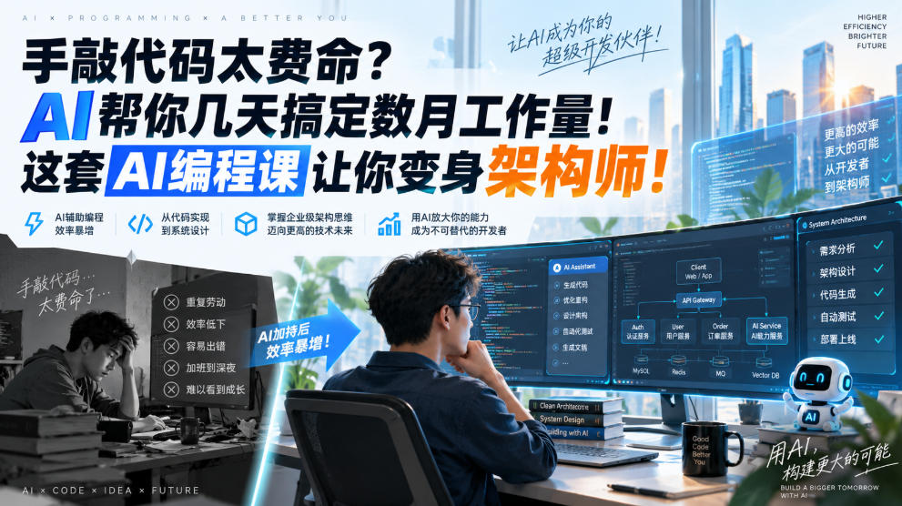 手敲代码太费命？AI帮你几天搞定数月工作量！这套AI编程课让你变身架构师！【原创双语字幕】|无忧资源社