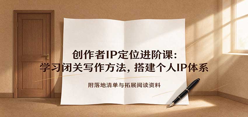 创作者IP定位进阶课：学习闭关写作方法，搭建个人IP体系，附落地清单与拓展阅读资料|无忧资源社