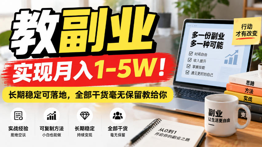 （20806期）“教副业”实现月入1-5W！长期稳定可落地，全部干货毫无保留教给你|无忧资源社