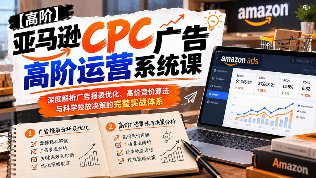 （20950期）亚马逊CPC广告高阶运营系统课：深度解析广告报表优化、高价竞价算法与科学投放决策的完整实战体系|无忧资源社