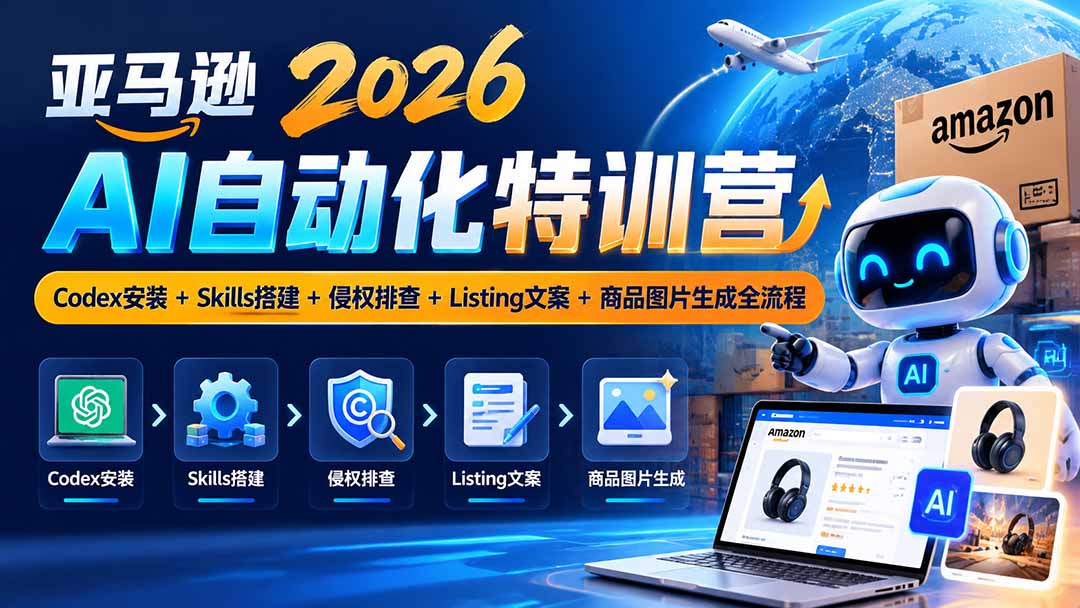 （20746期）亚马逊2026AI自动化-10月特训营：Codex安装+Skills搭建+侵权排查+Listing文案+商品图片生成全流程|无忧资源社