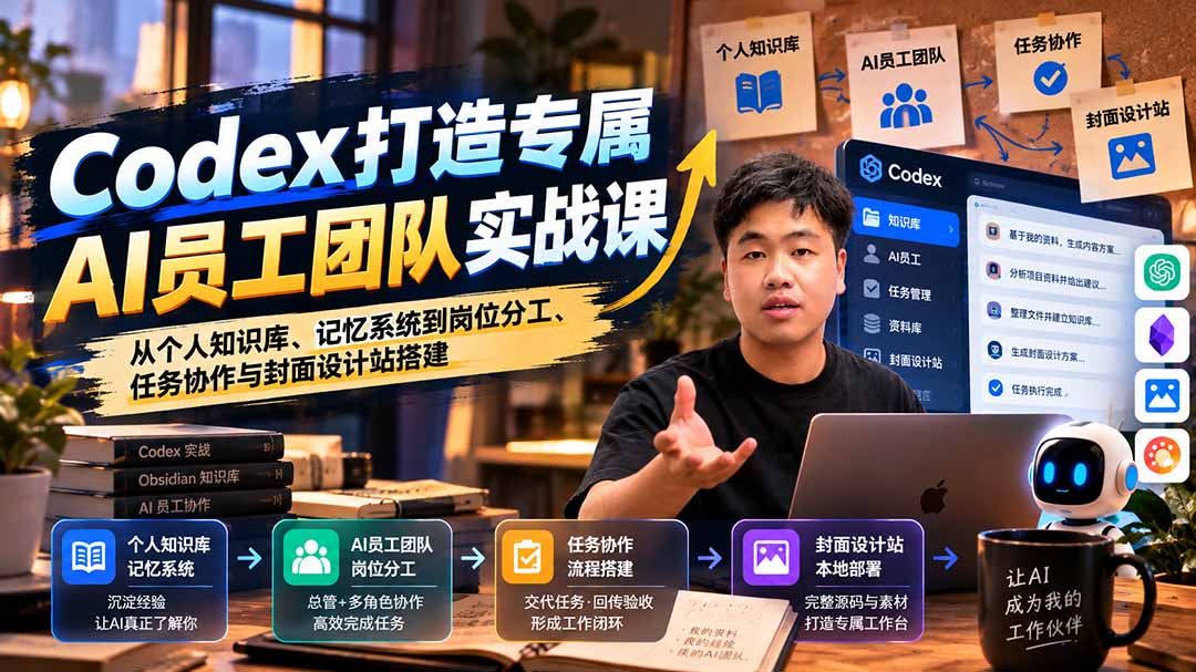 （20916期）【无水印】Codex打造专属AI员工团队实战课：从个人知识库、记忆系统到岗位分工、任务协作与封面设计站搭建|无忧资源社