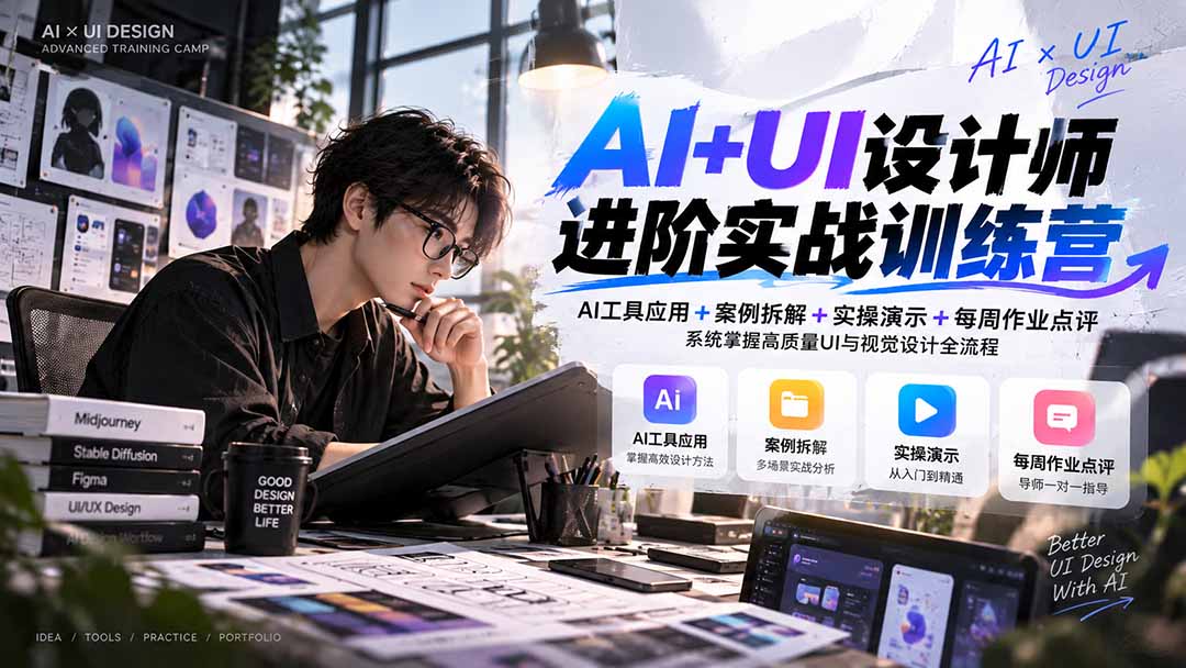 （20905期）【无水印】AI+UI设计师进阶训练营-第4期：AI工具应用+案例拆解+实操演示+作业点评，掌握高质量UI与视觉设计全流程|无忧资源社
