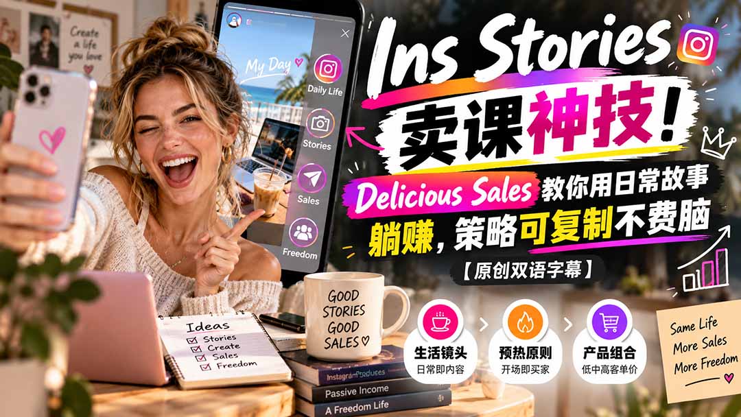 （20767期）Ins Stories 卖课神技！Delicious Sales 教你用日常故事躺赚，策略可复制不费脑【原创双语字幕】|无忧资源社