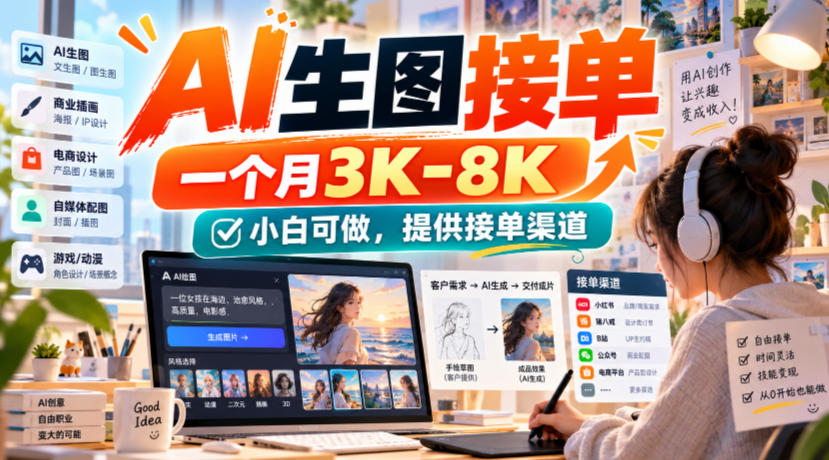 AI生图接单，一个月3K-8K，小白可做，提供接单渠道|无忧资源社