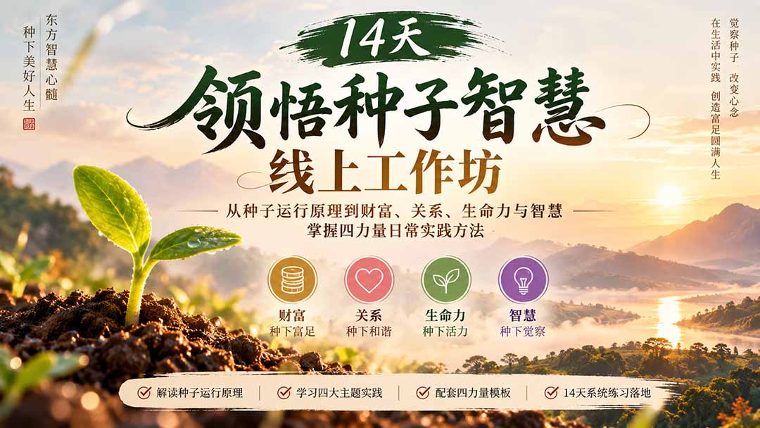 （20756期）14天领悟种子智慧线上工作坊｜从种子运行原理到财富、关系、生命力与智慧，掌握四力量日常实践方法|无忧资源社