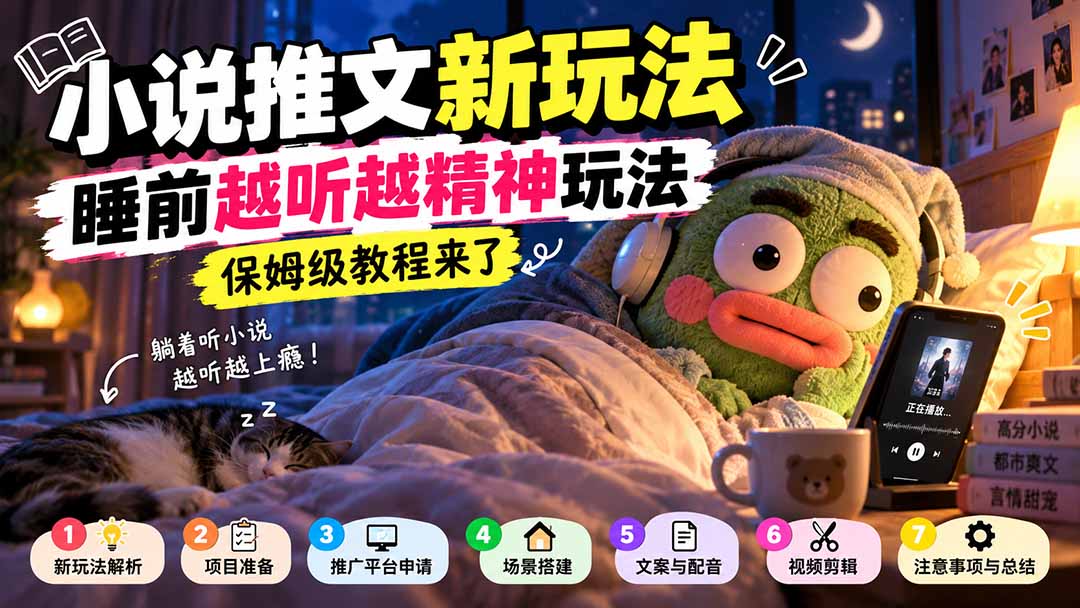 （20947期）小说推文新玩法，睡前越听越精神玩法，保姆级教程来了|无忧资源社