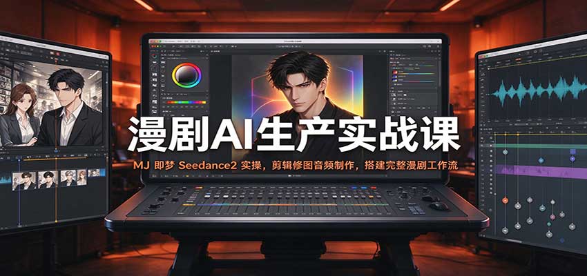 漫剧AI生产实战课：MJ 即梦 Seedance2 实操，剪辑修图音频制作，搭建完整漫剧工作流|无忧资源社