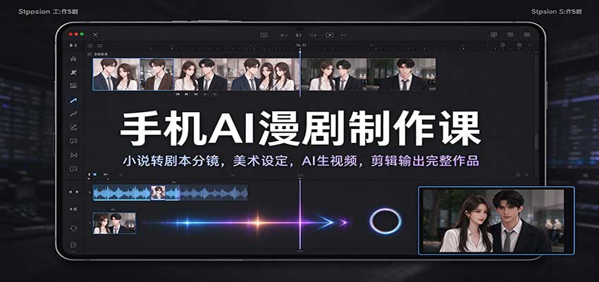 手机AI漫剧制作课：小说转剧本分镜，美术设定，AI生视频，剪辑输出完整作品|无忧资源社
